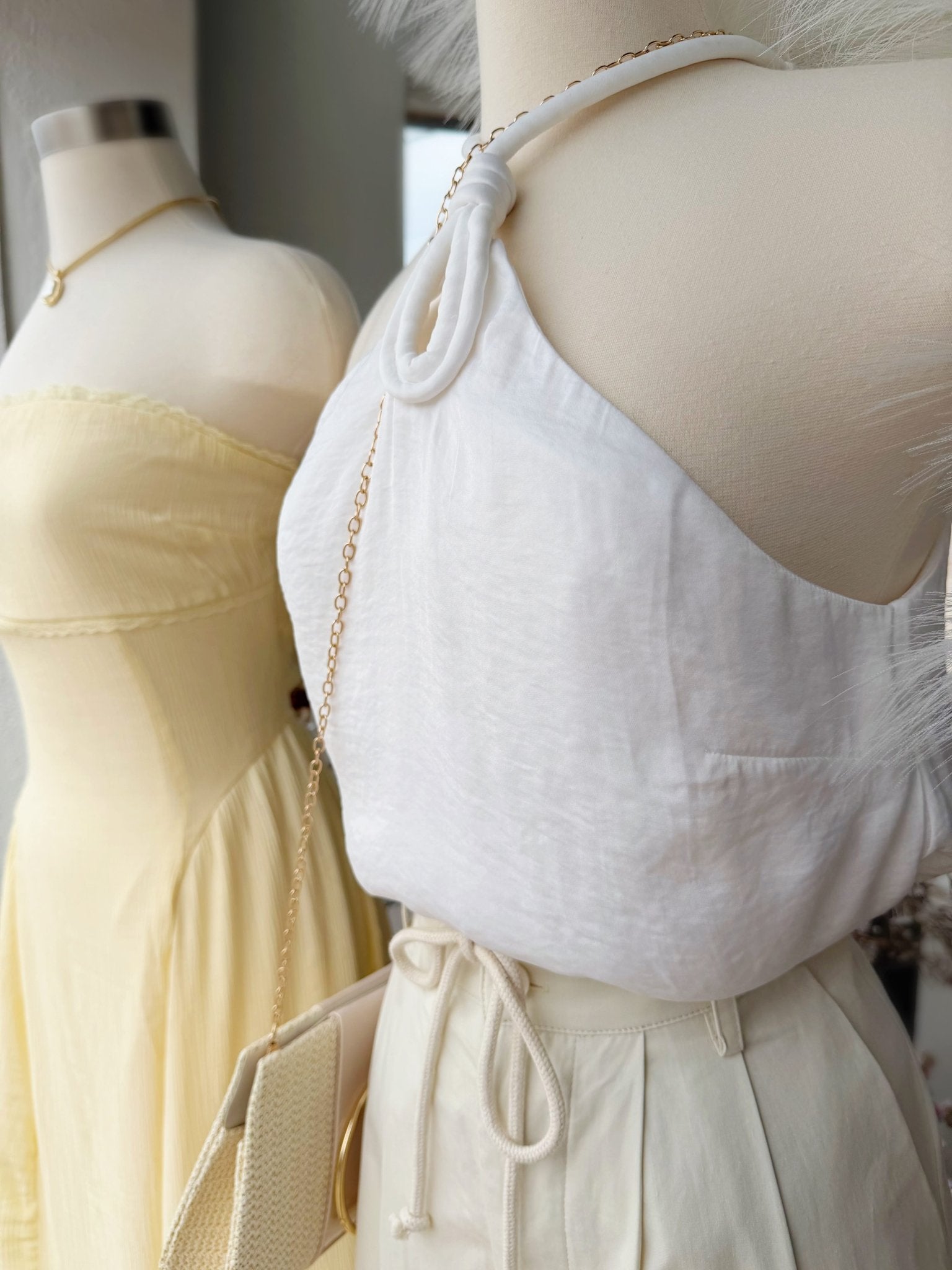 Cord Keyhole Sleeveless Top In Off White - Infinity Raine