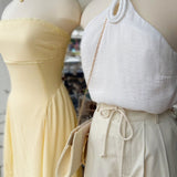 Cord Keyhole Sleeveless Top In Off White - Infinity Raine