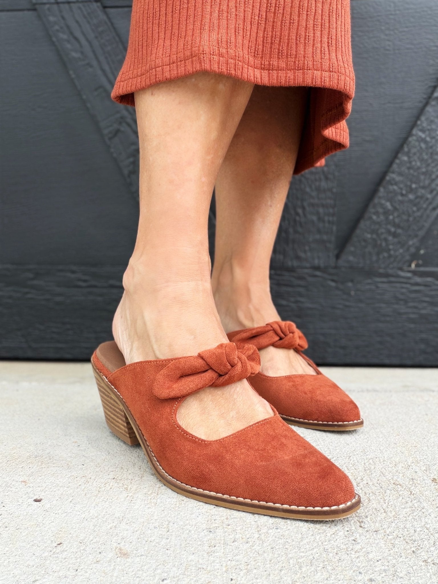 Corkys' Oh Bow She Didn't In Rust Faux Suede - Infinity Raine