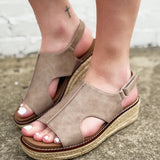 Corkys Ready Or Not Wedge In Taupe - Infinity Raine