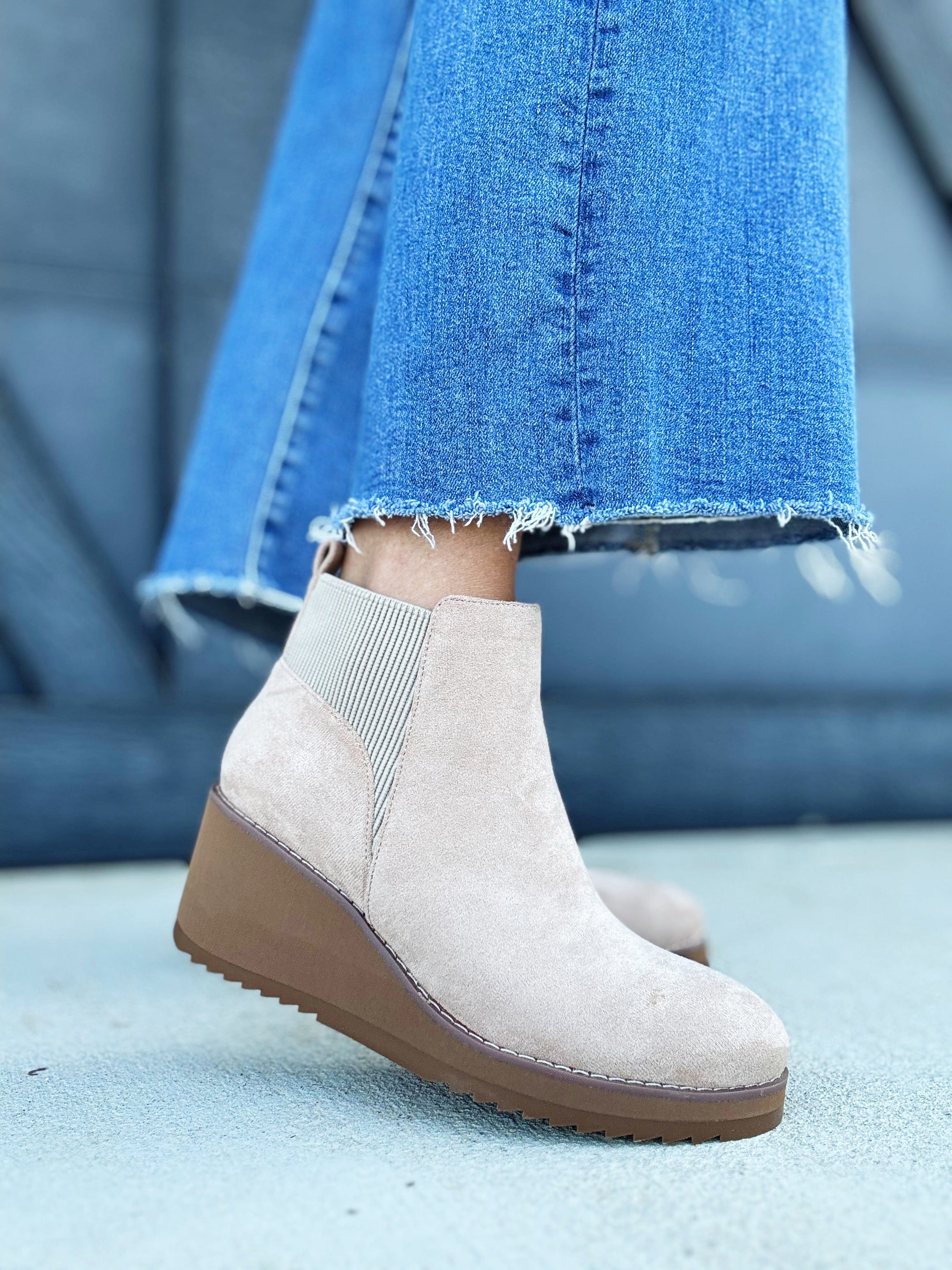 Corkys Apple Sauced Wedge Bootie In Sand - Infinity Raine