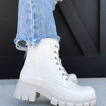 Corkys Cray Patent Boots-Ivory - Infinity Raine