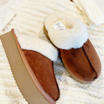 CORKY'S Cuddle Up Slippers In Tobacco Faux Suede - Infinity Raine