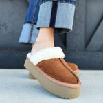 CORKY'S Cuddle Up Slippers In Tobacco Faux Suede - Infinity Raine