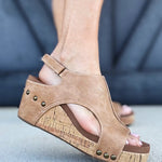 Corkys Carley Wedge In Caramel Smooth - Infinity Raine