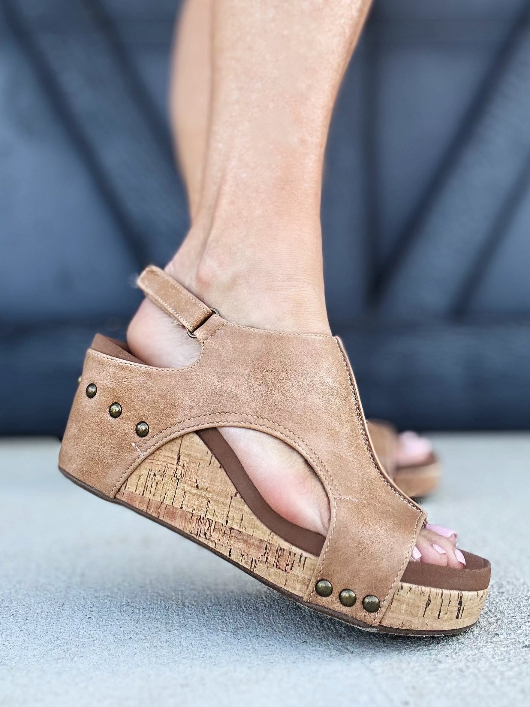 Corkys Carley Wedge In Caramel Smooth - Infinity Raine
