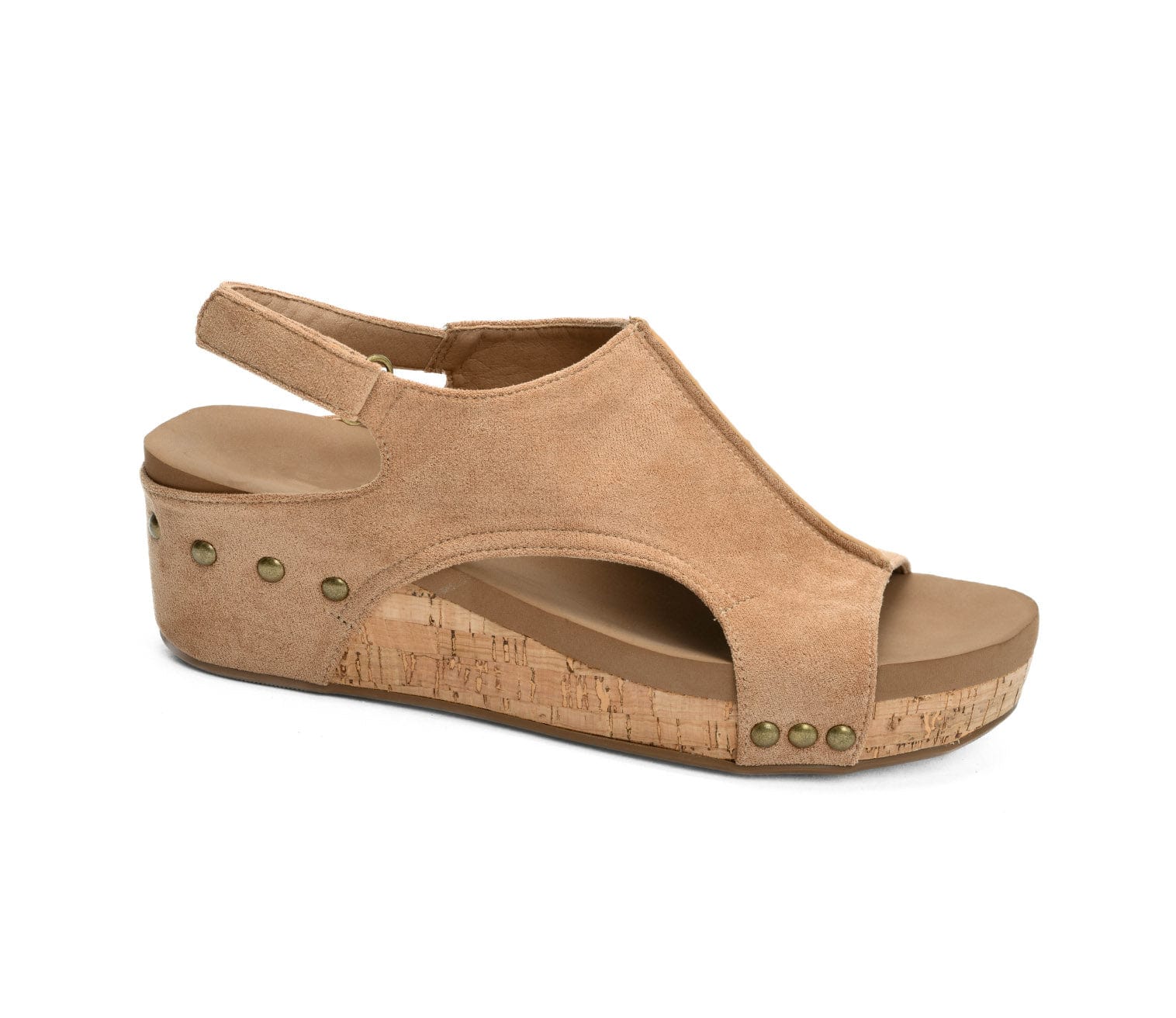 CORKY'S Volta Wedge Sandals In Camel Faux Suede - Infinity Raine
