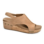 CORKY'S Volta Wedge Sandals In Camel Faux Suede - Infinity Raine