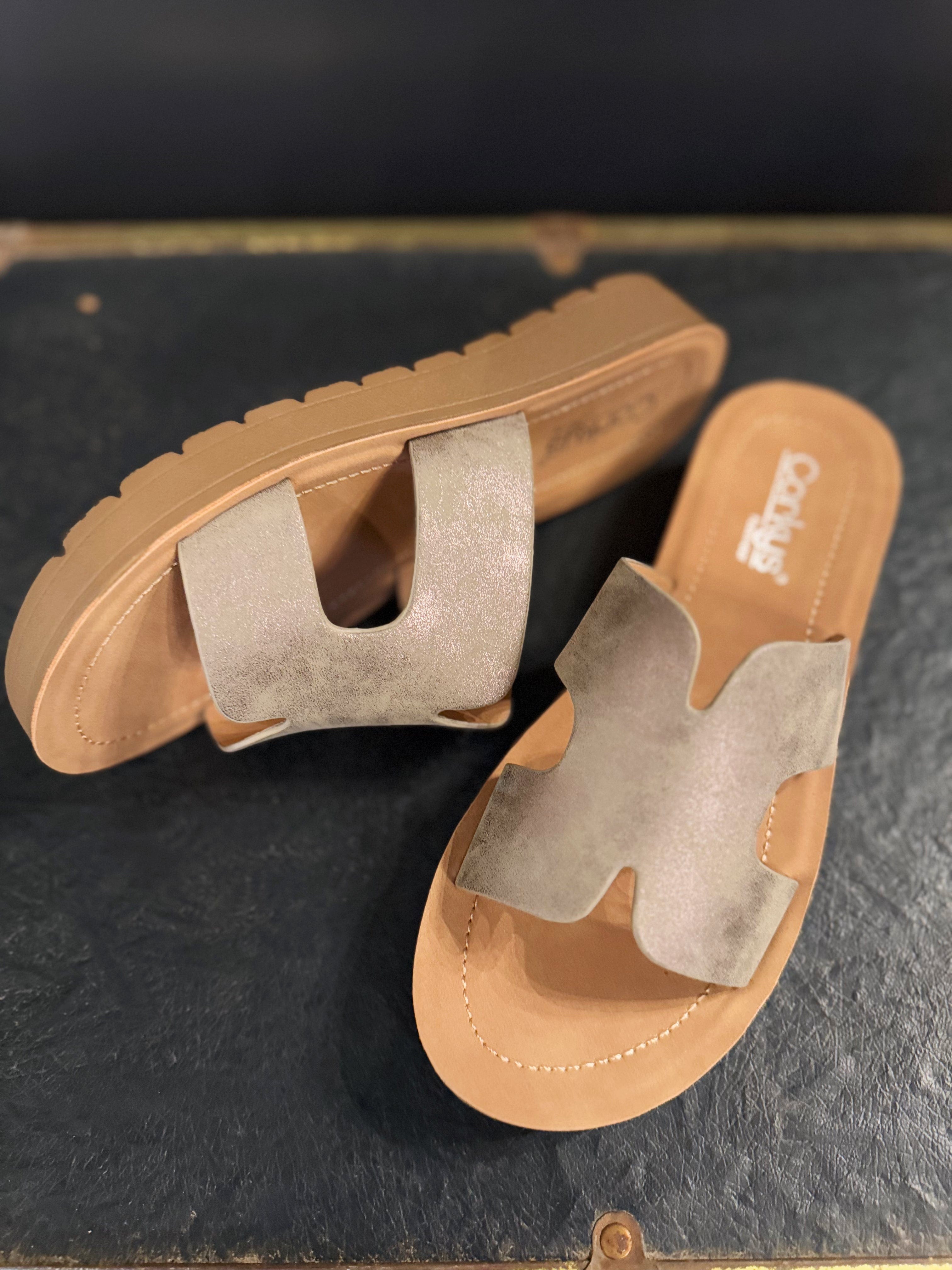 Corkys Hold Please Sandals In Bronze - Infinity Raine