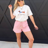 Cotton Shorts with Rope Belts in Pink - Infinity Raine