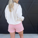 Cotton Shorts with Rope Belts in Pink - Infinity Raine