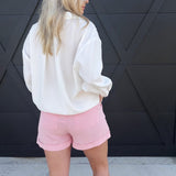 Cotton Shorts with Rope Belts in Pink - Infinity Raine