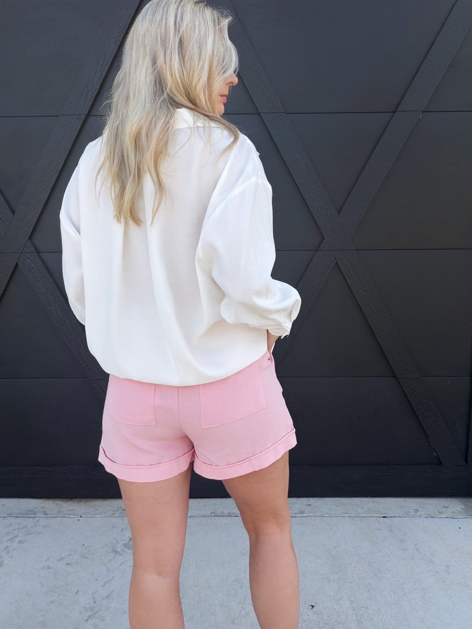 Cotton Shorts with Rope Belts in Pink - Infinity Raine