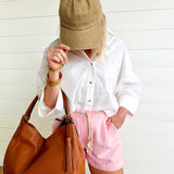 Cotton Shorts with Rope Belts in Pink - Infinity Raine