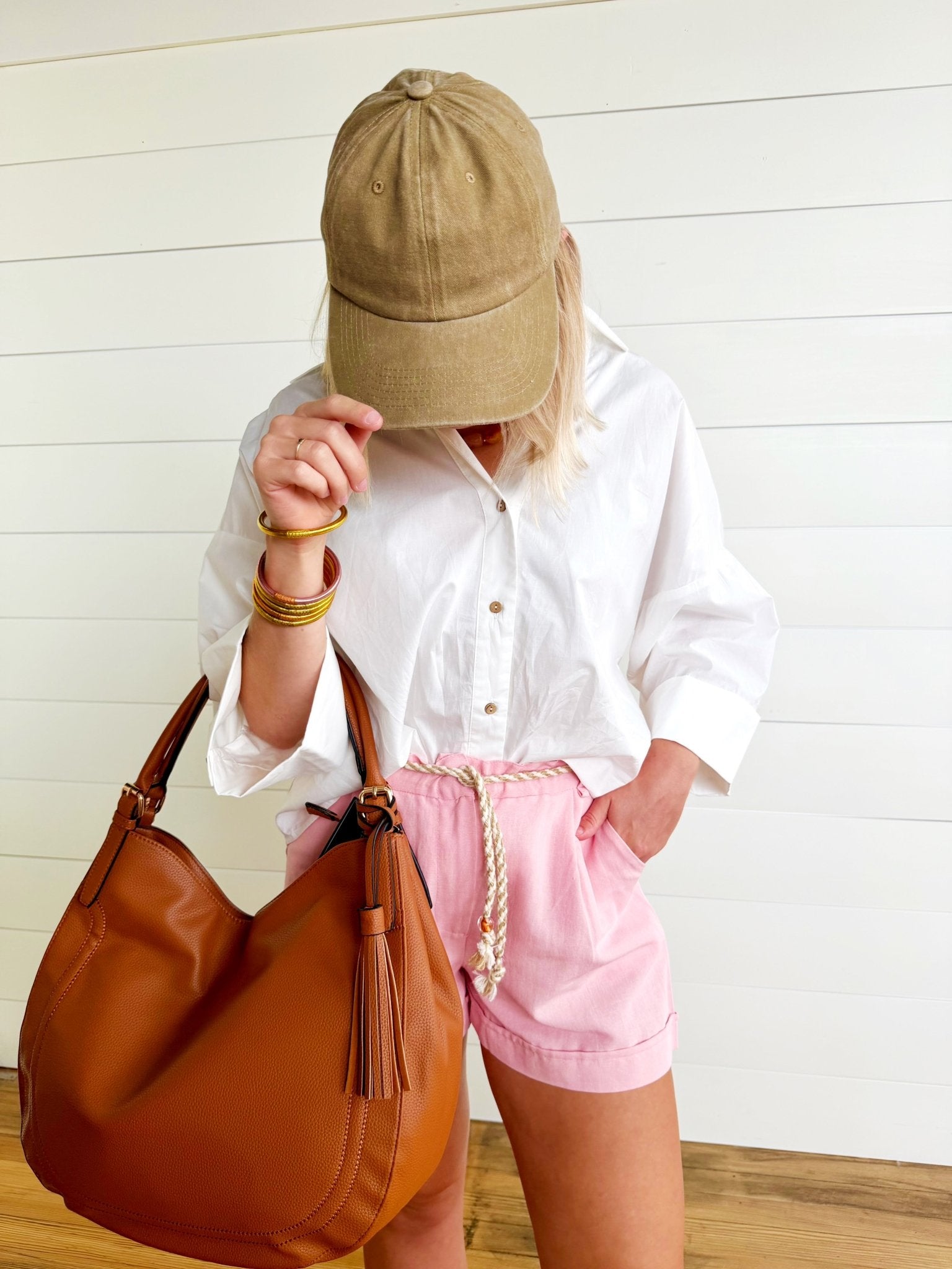 Cotton Shorts with Rope Belts in Pink - Infinity Raine