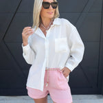Cotton Shorts with Rope Belts in Pink - Infinity Raine