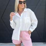 Cotton Shorts with Rope Belts in Pink - Infinity Raine