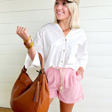 Cotton Shorts with Rope Belts in Pink - Infinity Raine