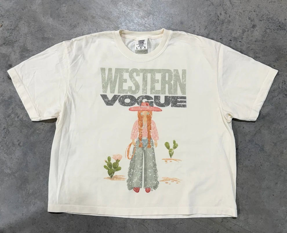 Cowgirl Kaki Tee In Ivory - Infinity Raine