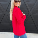 Crepe Lined Double Breast Blazer In Red - Infinity Raine