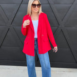 Crepe Lined Double Breast Blazer In Red - Infinity Raine