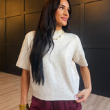 Crewneck Short Sleeve Rib Hem Pullover Sweater In Oatmeal - Infinity Raine
