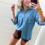 Crinckled Satin Lace Hem Shorts In Brown - Infinity Raine