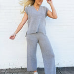 V-Neck Sweater Vest Top In Grey - Infinity Raine