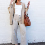 Cuffed Bottom Pants In Grey - Infinity Raine