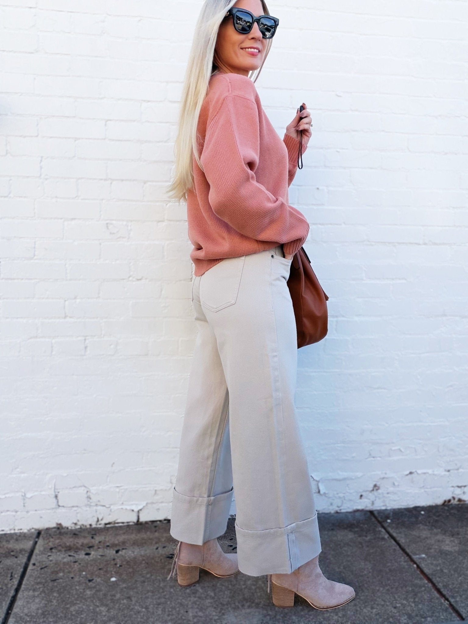 Cuffed Bottom Pants In Grey - Infinity Raine