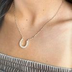 CZ Horseshoe Pendant Necklace - Infinity Raine
