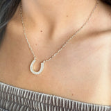 CZ Horseshoe Pendant Necklace - Infinity Raine