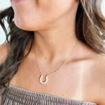 CZ Horseshoe Pendant Necklace - Infinity Raine