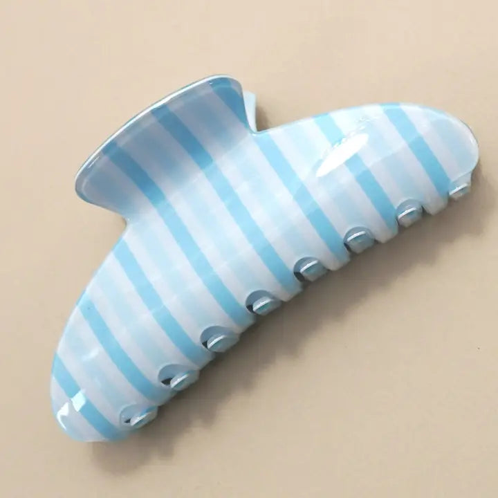 Jumbo Stripe Plaid Oval Hair Claw Clips - Infinity Raine