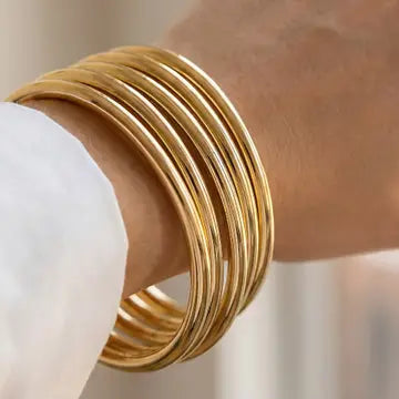 5Pc Metallic Bangle Bracelet Set - Infinity Raine