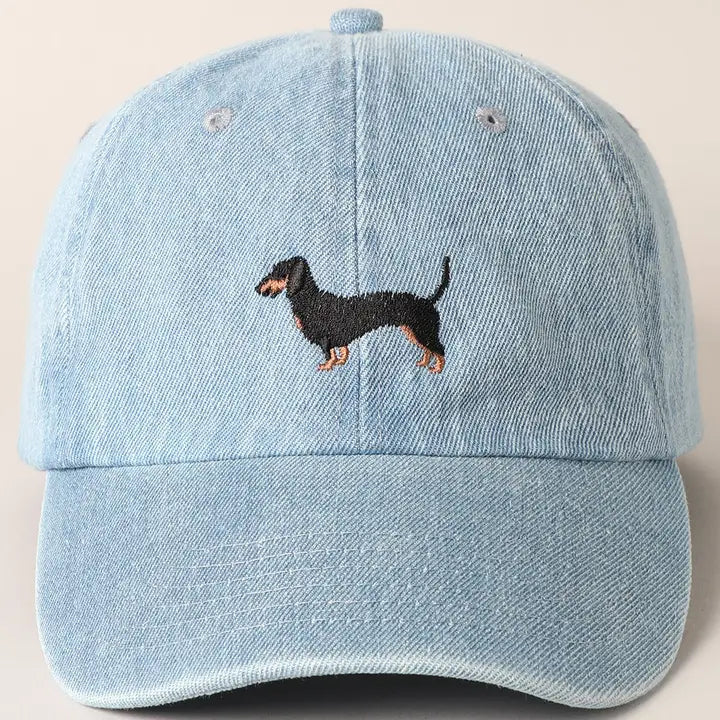 Dachshund Dog Embroidered Denim Hat - Infinity Raine