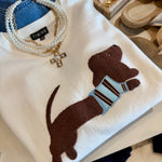 Dachshund Graphic Knit Sweater In Ivory - Infinity Raine