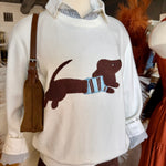 Dachshund Graphic Knit Sweater In Ivory - Infinity Raine