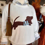 Dachshund Graphic Knit Sweater In Ivory - Infinity Raine