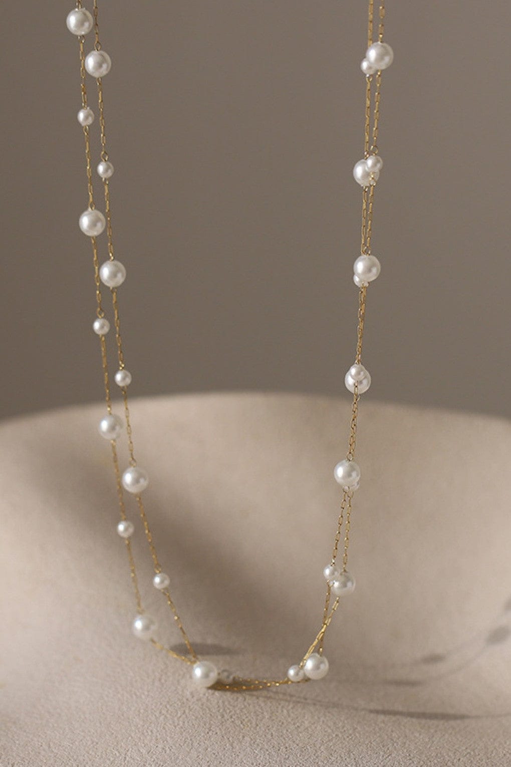 Dainty Layered Pearl Necklace In Gold - Infinity Raine