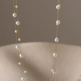 Dainty Layered Pearl Necklace In Gold - Infinity Raine