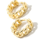 Dainty Metallic Chain Link Hoops In Gold - Infinity Raine