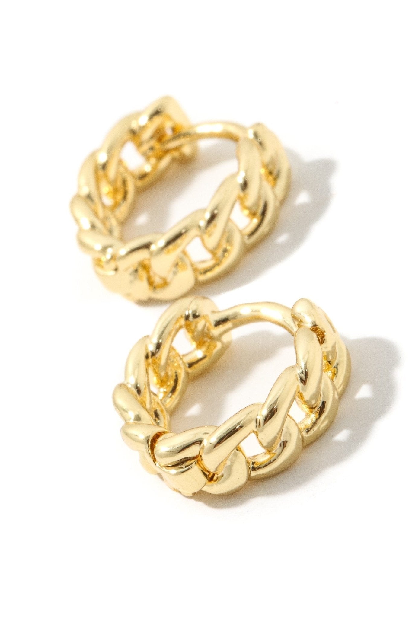 Dainty Metallic Chain Link Hoops In Gold - Infinity Raine