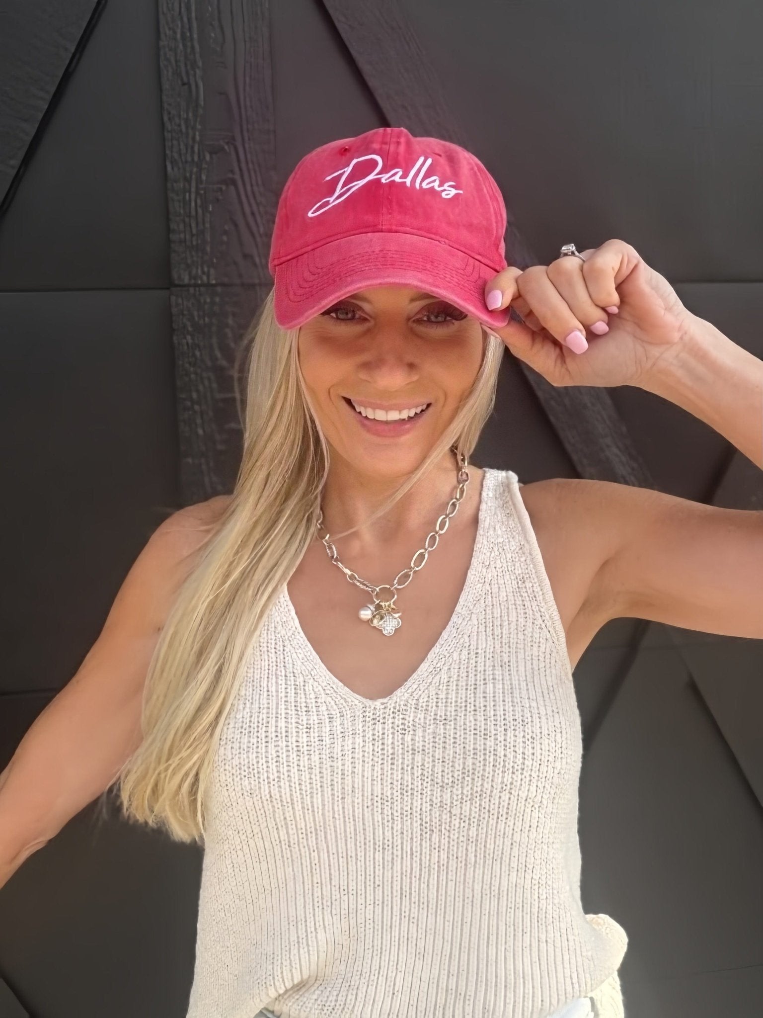 Dallas Vintage Wash Baseball Cap in Red - Infinity Raine