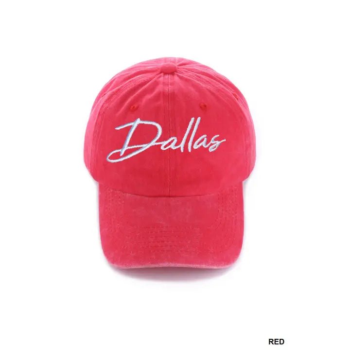 Dallas Vintage Wash Baseball Cap in Red - Infinity Raine