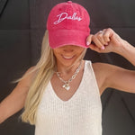 Dallas Vintage Wash Baseball Cap in Red - Infinity Raine