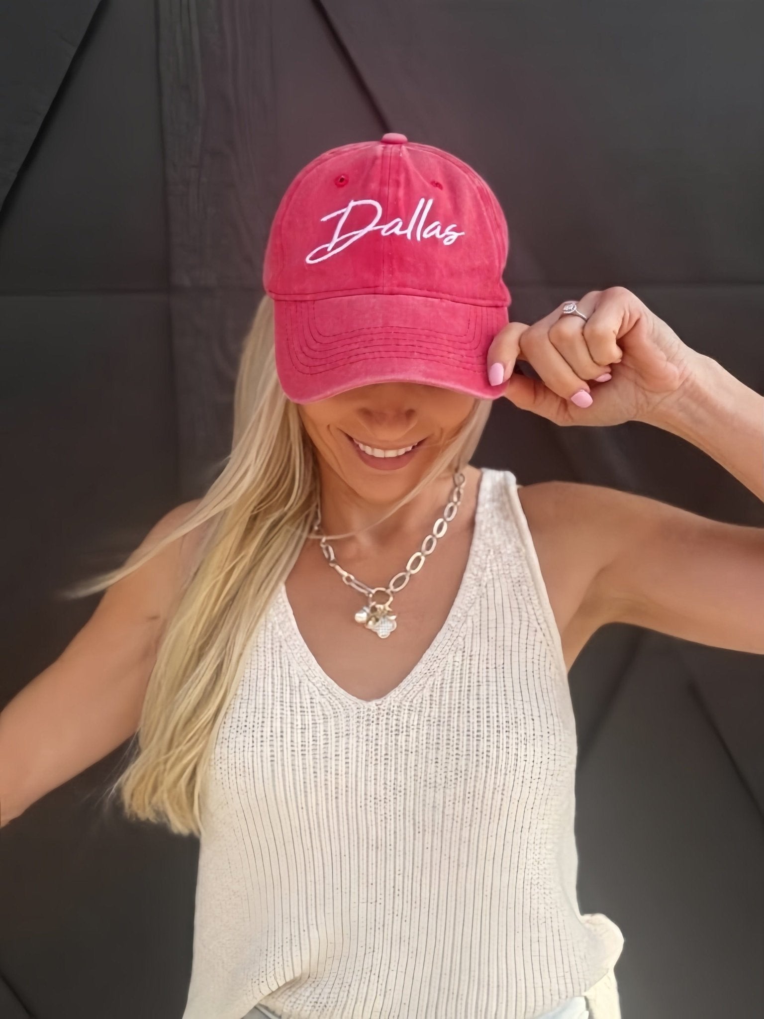 Dallas Vintage Wash Baseball Cap in Red - Infinity Raine