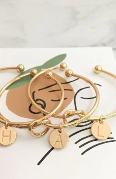 Initial Knot Gold Cuff Bracelet-Rose Gold - Infinity Raine