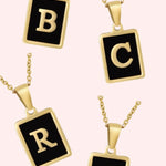 Classy Black Initial Monogram Necklace - Infinity Raine