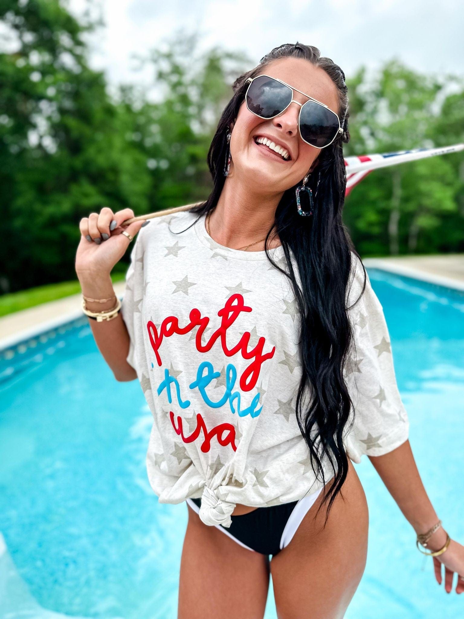 Party In The USA Puff Star Tee In Natural Star - Infinity Raine